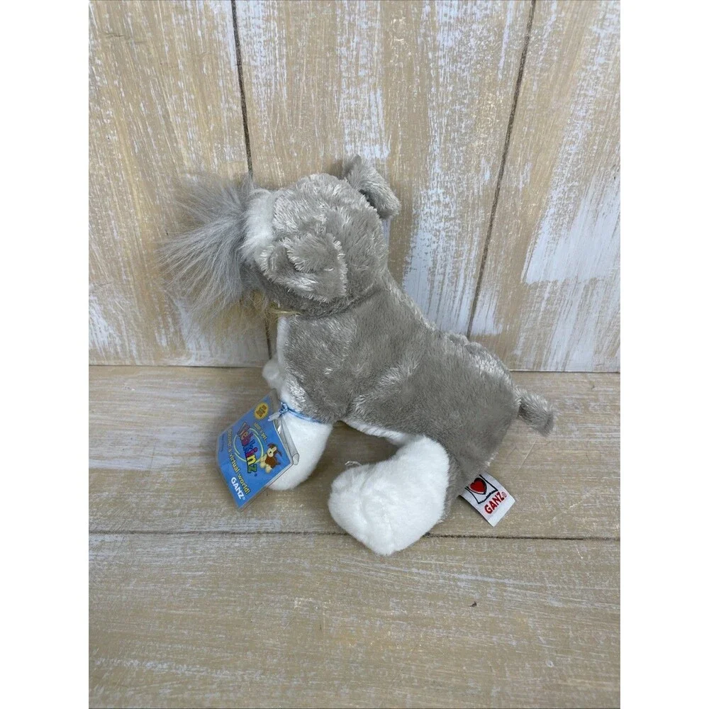 Ganz Webkinz Schnauzer HM159 Gray & White Stuffed Animal w/ Unused Code